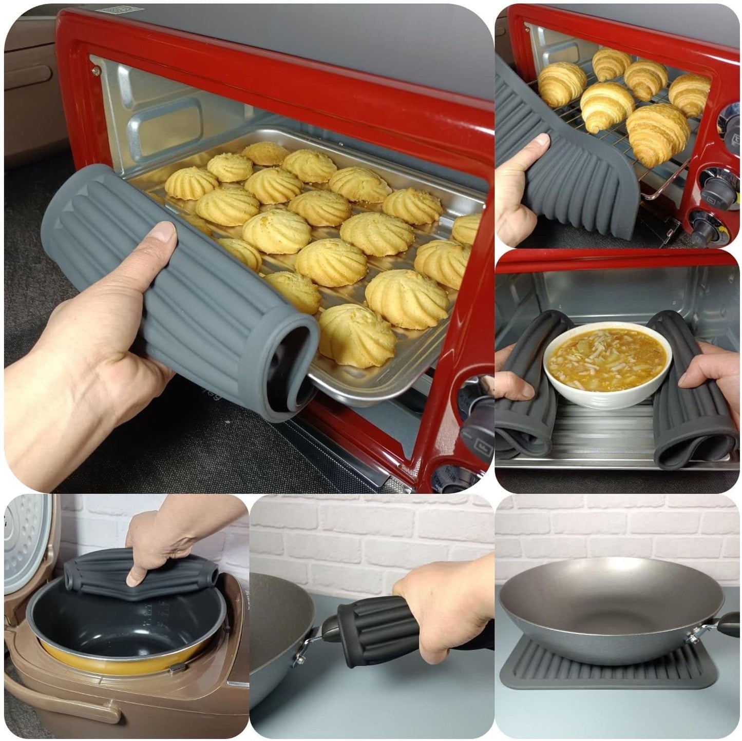 Silicone Trivets Set 2, Heat Resistant Hot Pads for Kitchen Counter, Multi-Purpose & Versatile Trivets Mats, Silicone Pot Holder 9"X12" Black