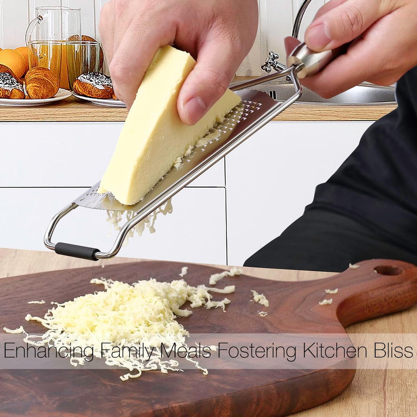 KULUNER Professional-Grade Lemon Zester with Fine Blades, Lightweight Cheese/Vegetable Grater, Solid Wood Handle Design - Rust-Resistant, Durable, Essential Kitchen Tool （A2）