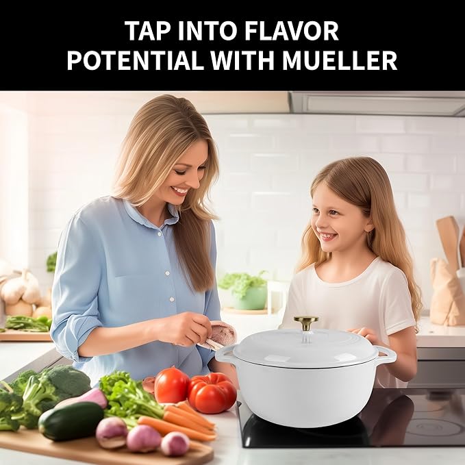 Premium Enameled Cast Iron Dutch Oven for Bread Baking | Non-Stick 2QT Oval Bread Oven with Lid | Perfect for Sourdough, Loaf, and Artisan Baking (Round White, 5.5 QT)