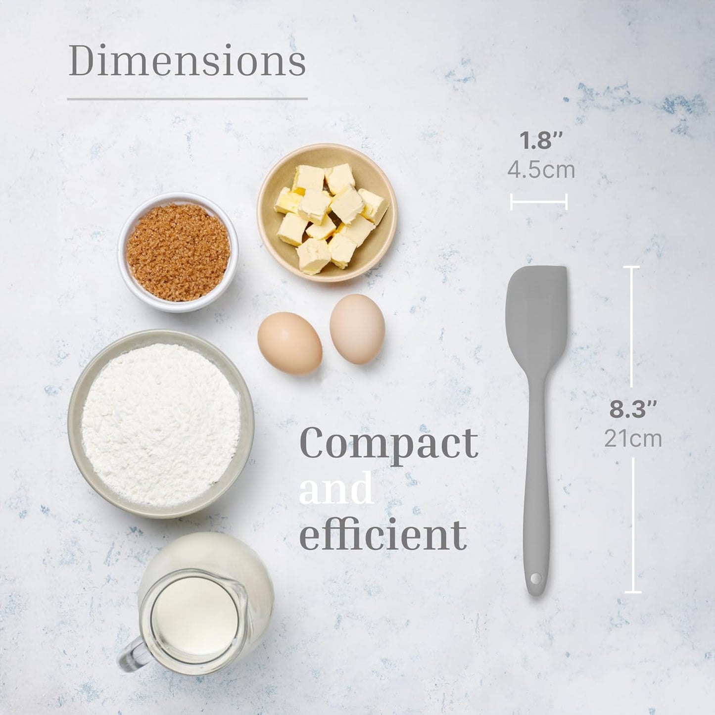 Silicone Spatula Set – 2-Piece Set of Rubber Spatulas for Non-Stick Cookware – Kitchen Tools and Accessories with Comfortable Handles, Heat-Resistant Utensils for Cooking and Baking – Grey