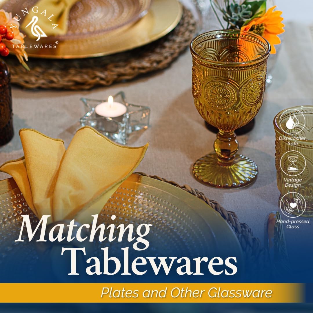 Yungala Amber glassware set of 6 highball amber drinking glasses dishwasher safe colorful vintage glassware for water or cocktails in colorful drinkware perfect for a fall table setting