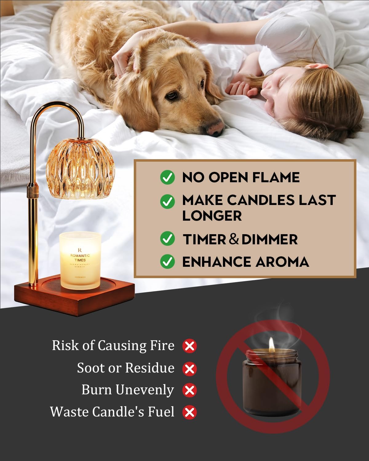 Candle Warmer Lamp, Wax Melter Warmer with Adjustable Height & Timer, Birthday Gifts for Women Mom, Christmas Gifts, House Warming New Home Office Decor for Jar Candles