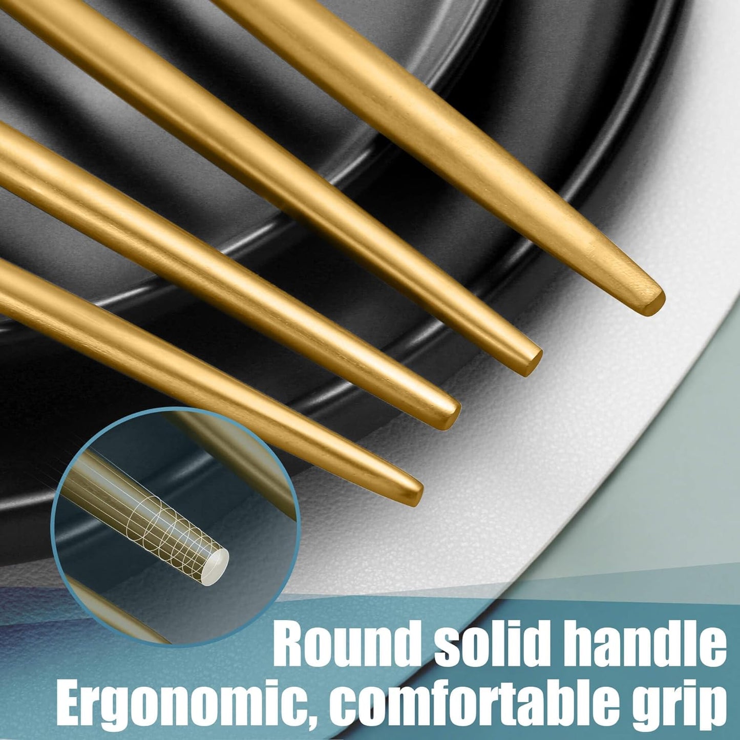 Lemeya Matte Gold Silverware Set for 6,Modern Stainless Steel Brushed Cutlery Set,30-Pieces Heavy Duty Flatware Set,Knives Spoons and Forks Set Utensils Set,Satin Finish,Dishwasher Safe