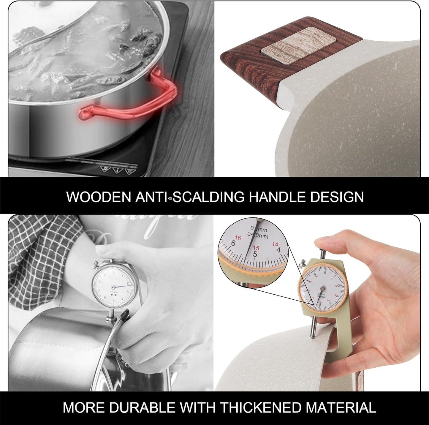 7-QT Shabu Shabu Hot Pot with Divider Double Flavor Divided Stockpot with Glass Lid Dual Sided Soup Cookware for Induction Cooktop Gas Stove Hot Burner