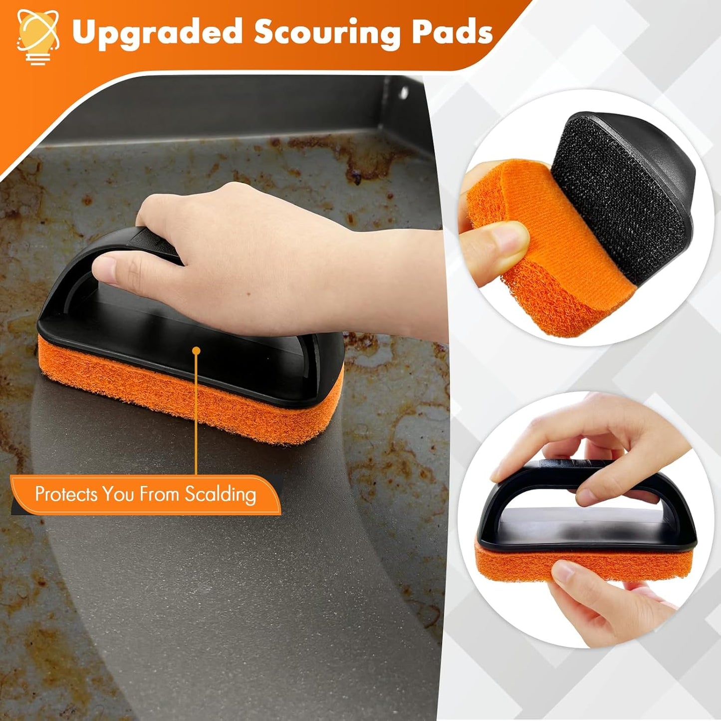 MEKER Griddle Cleaning Kit for Blackstone, Flat Top Grill Cleaning Kit with Grill Stone, Upgraded Scouring Pads & Griddle Scraper & Brush with Handle - Easy to Remove Stain (10 PCS)