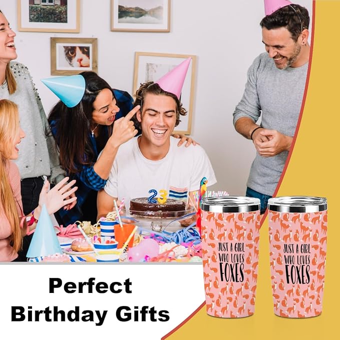 Cute Fox Print Tumbler,Fox Gifts 20 oz Stainless Steel Coffee Mug，Travel Cup，Insulated Cup with Lid for Car, Perfect Gifts for Foxes Lovers Girl Sister Friend Bestie Christmas Birthday