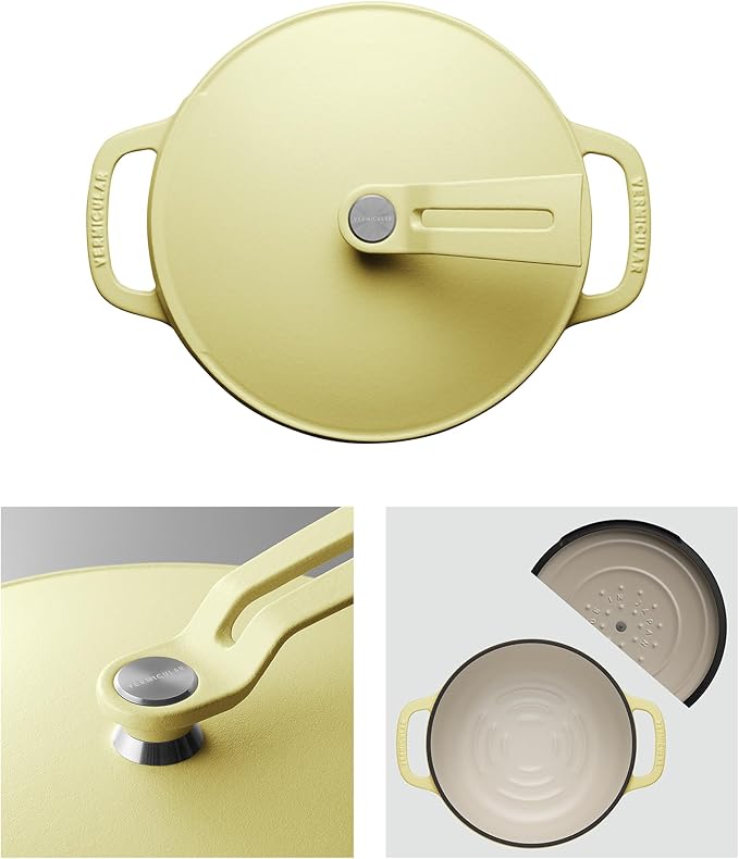 Vermicular Oven Pot 2.0 | Lightweight Enameled Cast Iron Pot | 18cm (2 Qt) | Non-Toxic | Induction-compatible | Dutch Oven | Made in Japan | Matte Chamomile Yellow