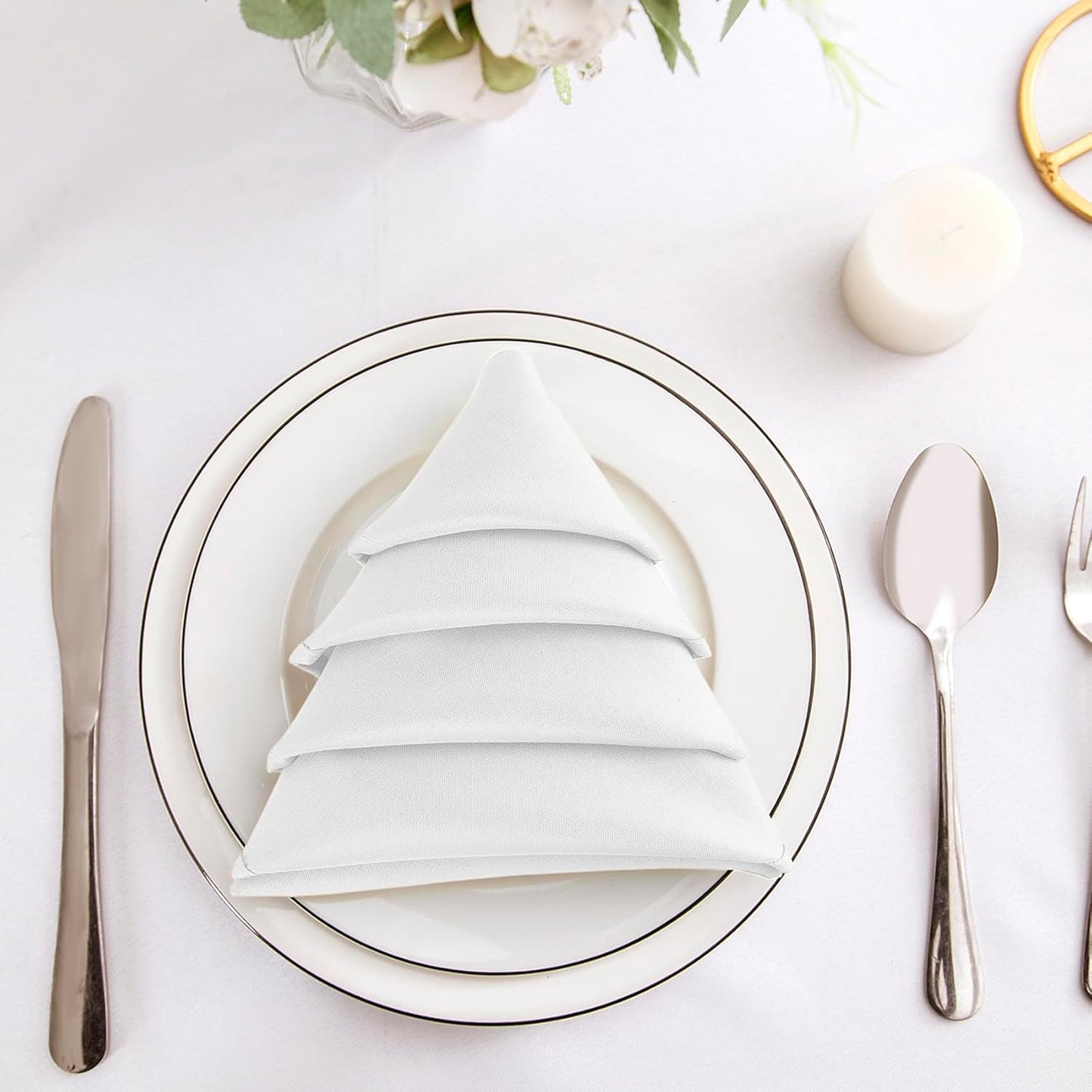 Bailarina Cloth Napkins Set of 80,17x17 inches Dinner Napkins Cloth Washable,Polyester Square Table Cloth Napkin Bulk with Hemmed Edges Ideal for Banquets, Parties and Weddings-White