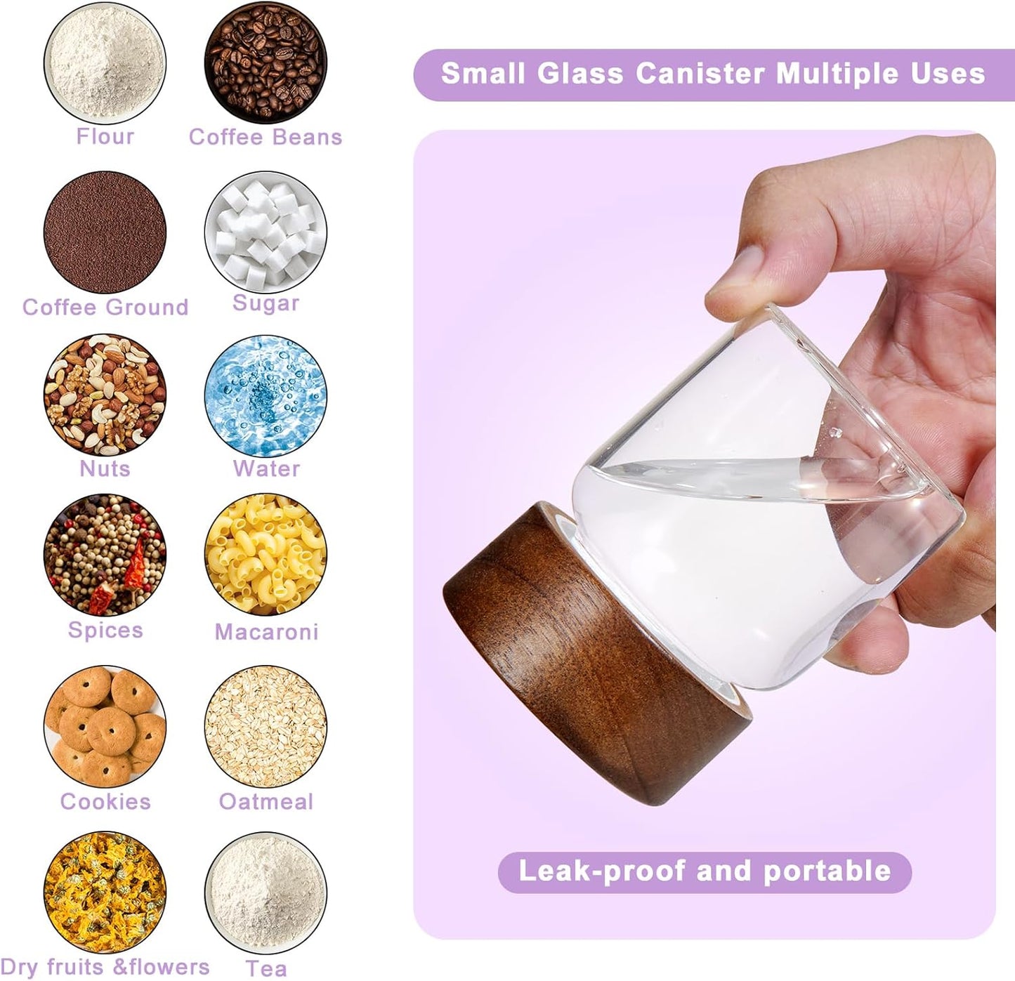 Glass Spice Jars Seasoning Containers Small Glass Jars with Lids Airtight Food Storage Canister for Kitchen Pantry Sugar Tea Coffee Bean Nuts Cookies Herbs Salt (4oz(118ml)*8 pack)