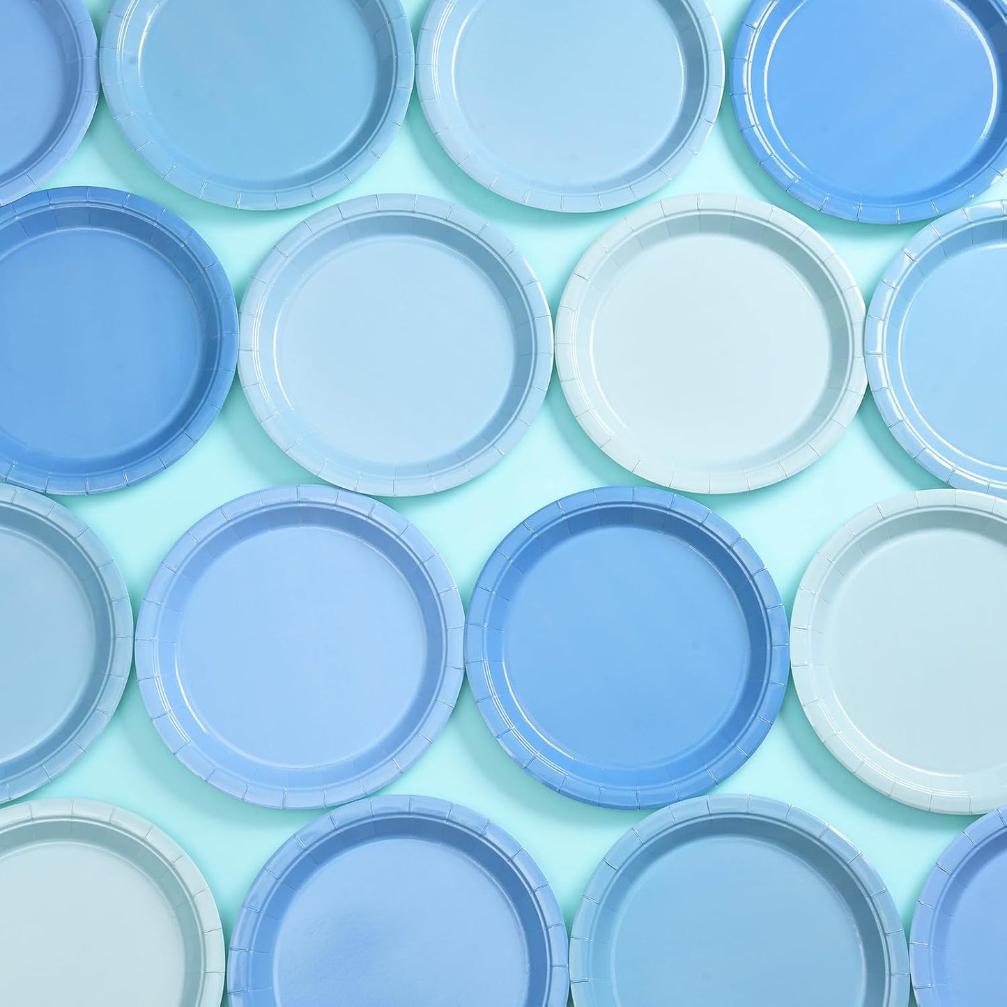 48 Pcs Blue Party Paper Plates, 9 Inch Cute Light Blue Disposable Dessert Baby Bridal Shower Dinner Birthday Cake Paper Plates for Party Bridal Baby Girl Shower Wedding Supplies