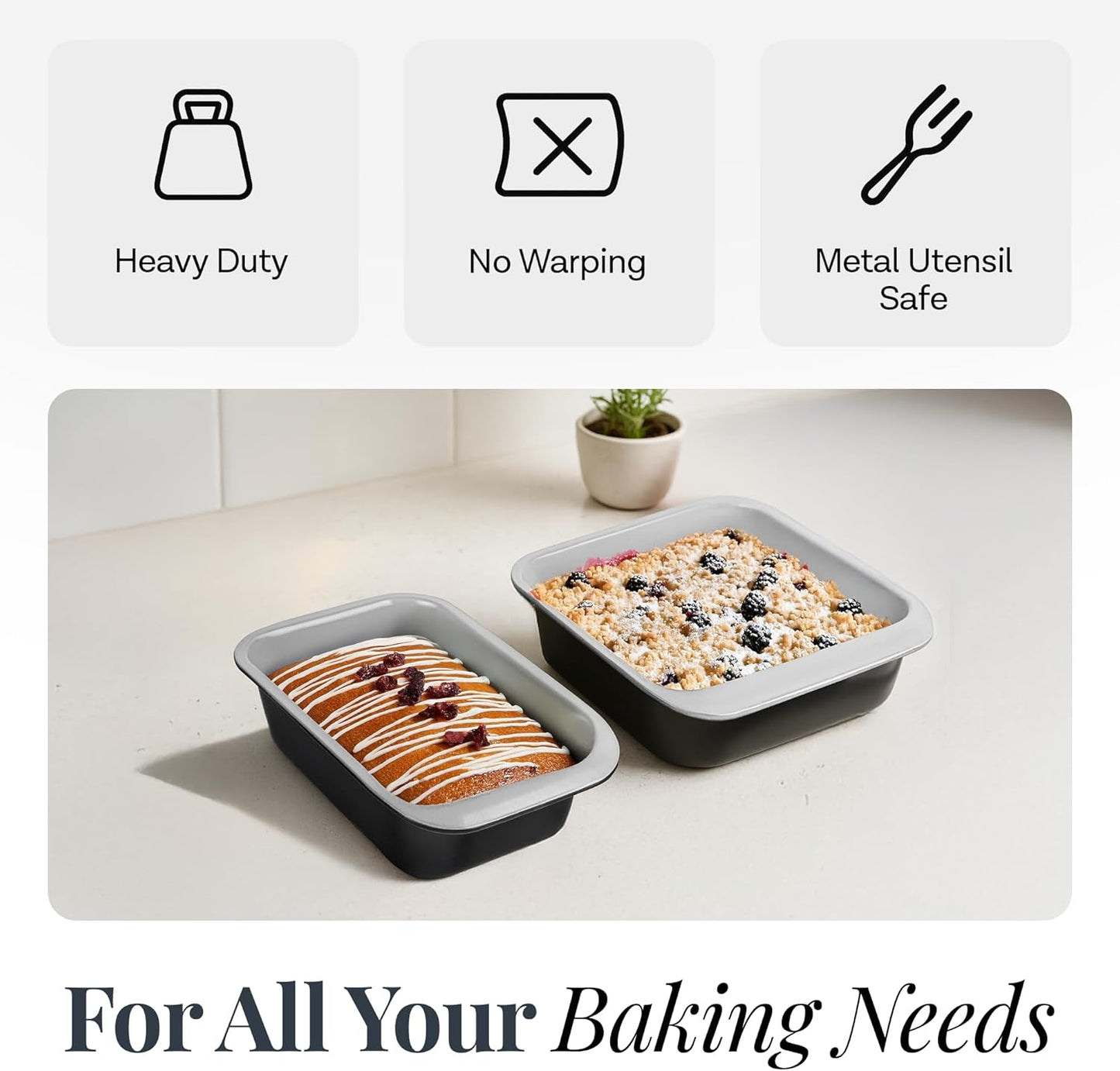 Gotham Steel 6 Pc Stackable Baking Pans Set, 70% Space Saving Design, Ceramic Bakeware Sets Non Toxic Made Without PFOA PFOS, with Cookie Sheet Tray, Cake & Muffin Pans, Oven & Dishwasher Safe