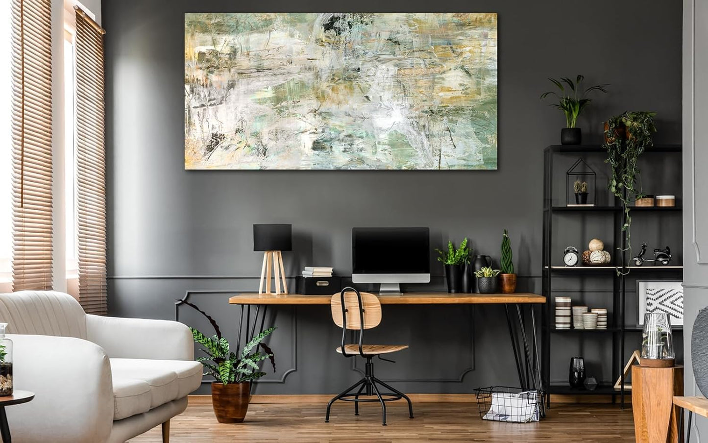 NINEASO Brown Green Abstract Wall Art - Unearthed World Abstract Canvas Pictures Wall Decor Modern Abstract Canvas Painting Artwork for Living Room Bedroom Home Office Wall Decorations 29" x 58"