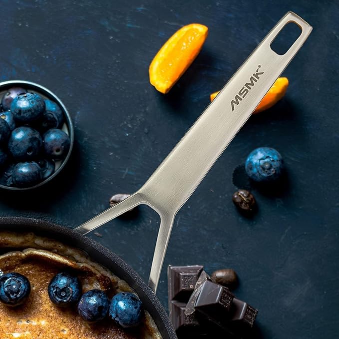 MsMk Large Frying Pan, 12-Inch PFOA Free Nonstick Meat Omelet Skillet, Stay-Cool Handle, Titanium and Diamond Non Stick Coating From USA, Smooth Stainless Steel Base Induction Compatible