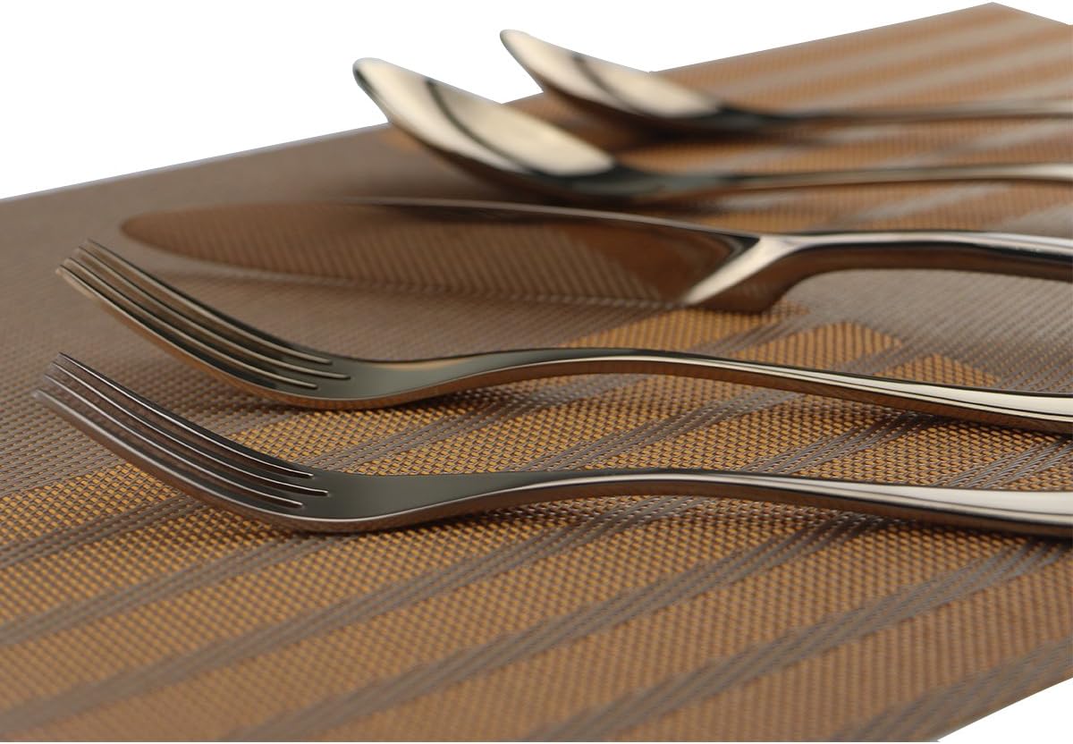 Cutlery Set Rose Gold, 5 Piece Rose Gold Plated Stainless Steel Silverware Flatware Sets, Service for 1