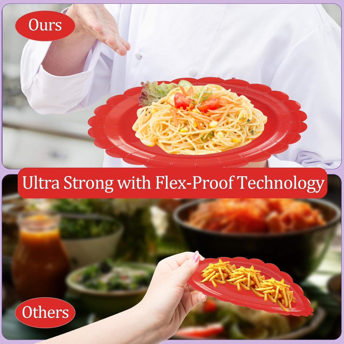 75Pcs Red Paper Plates Set-7 Inch Scalloped Christmas Plates Disposable Red Dessert Plate Nakpins Forks Party Supplies for Wedding Baby Shower Fall Pininc Birthday Table Decor Serve25