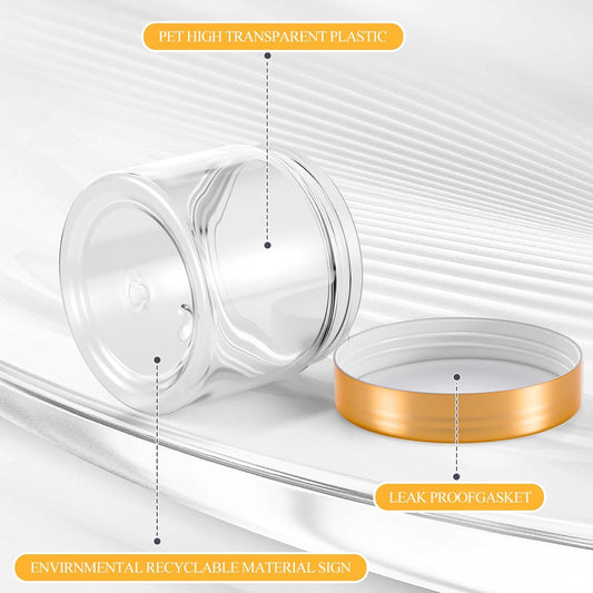 SATINIOR 6 Pack 8 oz Plastic Jars Containers with Lids Wide-mouth Refillable Leakproof Reusable Round Empty Jars for Travel Cosmetic Dry Food Spice Cookie Candy Home Kitchen Organizing(Gold)