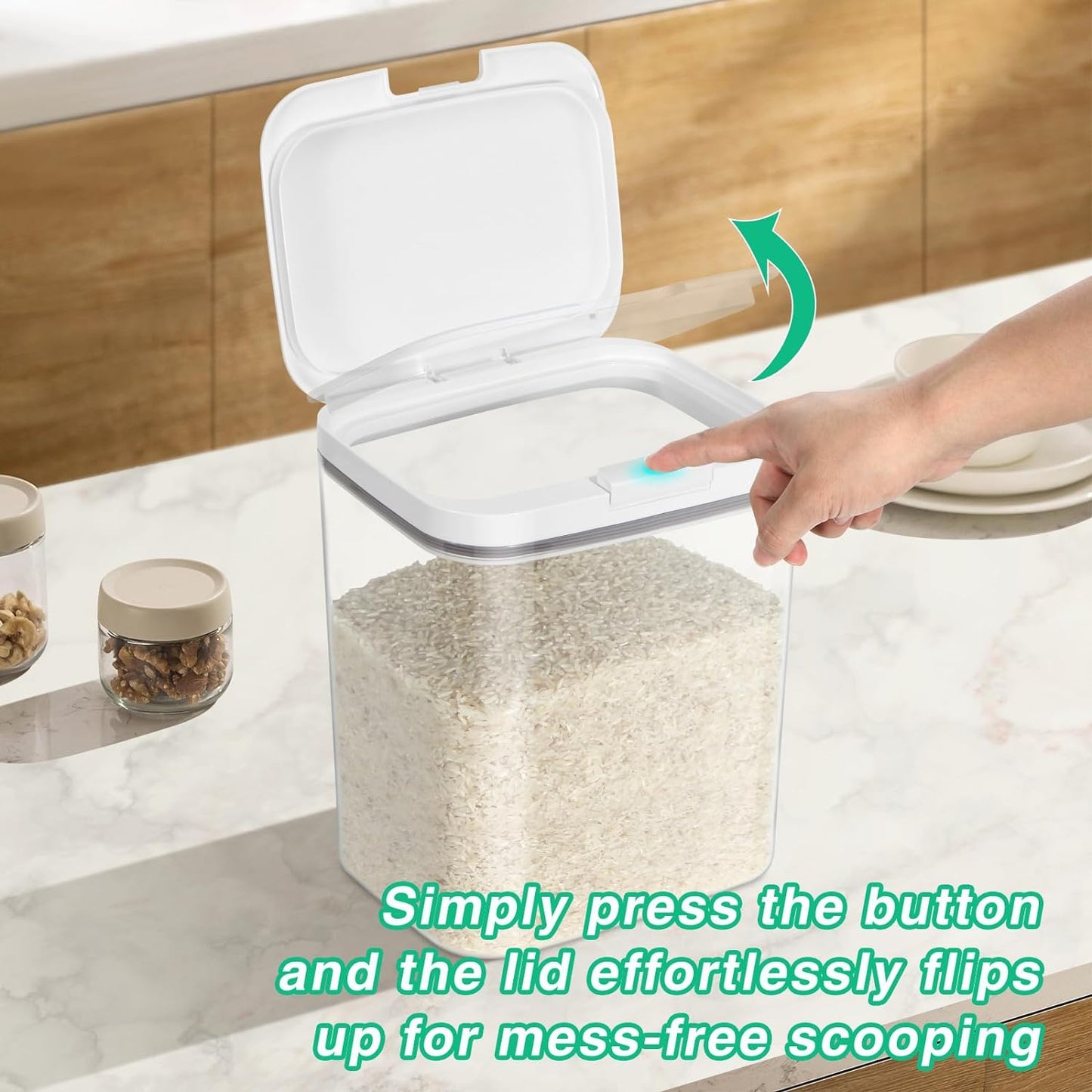 Versatile Storage Container Bin with Pop-up Lid & Scoop, Rice Flour Container Dog Cat Food Storage Container, Laundry Room Organization Household Essentials Kitchen Pantry Organizers