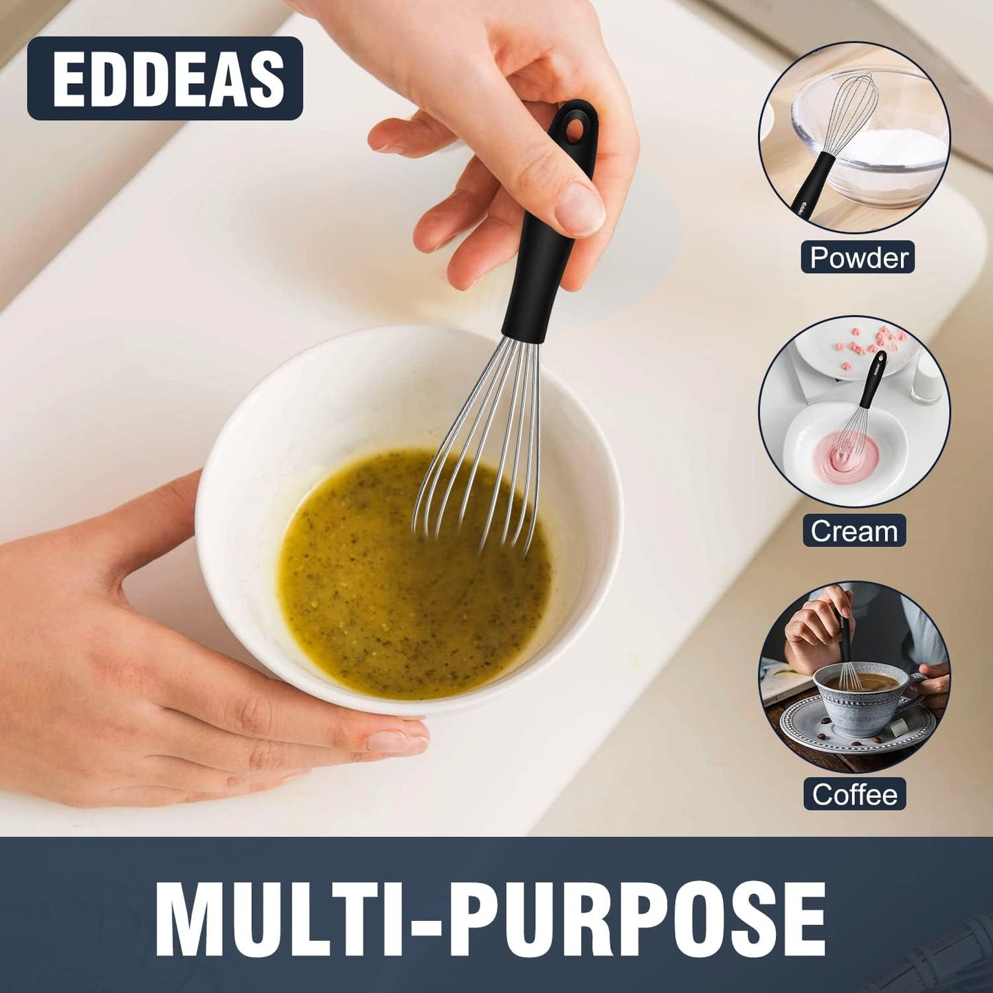 Mini Whisks - 600°F Heat Resistant Small Whisks For Cooking, Heavy Duty Stainless Steel Kitchen Balloon Tiny Whisk, Suitable for Egg, Espresso, Hot chocolate, sauces （7" & 5.5 inch ）