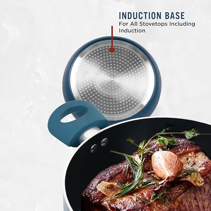 5 QT Dutch Oven with Lid, Nonstick Cookware, Soft Touch Handles, Induction Base, Ideal for Stews, Soups, and Roasts