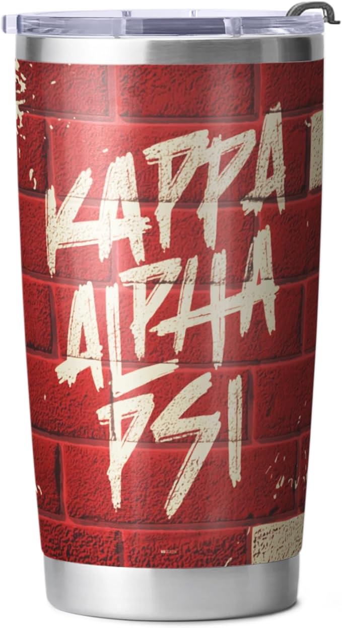 Kappa Alpha Psi Fraternity Paraphernalia - Official Vendor - 20 oz Stainless Steel Insulated Sublimation Tumbler - Blocks