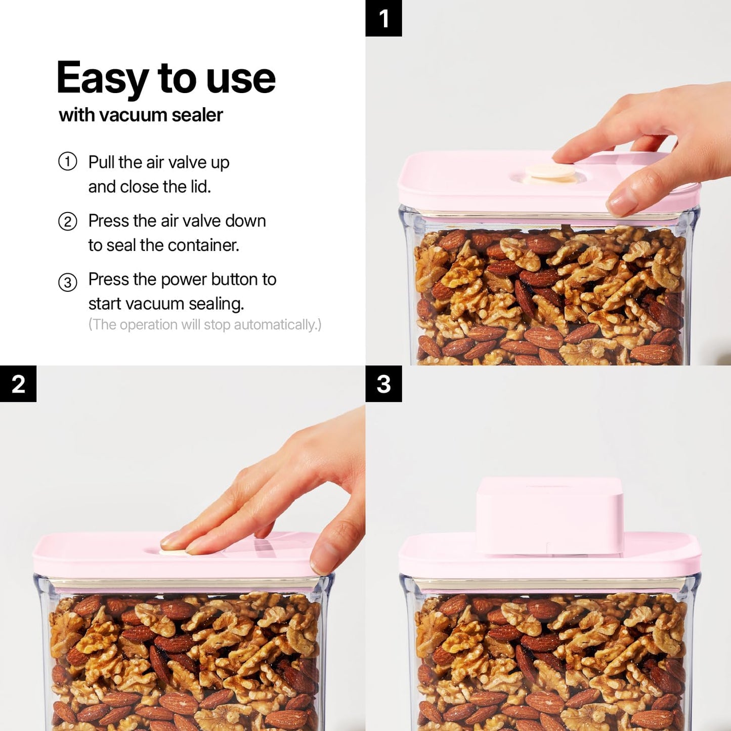 VAKUEN Premium Airtight Food Storage Containers ROSE 0.53qt(0.5L) x2pcs, Patented Double Silicone Lining, 100% Leak Proof, BPA-FREE