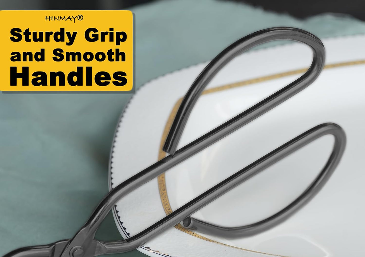 10" 13" Stainless Steel Kitchen Tongs, Heavy Duty Non-Slip Comfortable Grip Metal Scissor Tongs for Cooking, Grilling & Serving, Set of 2