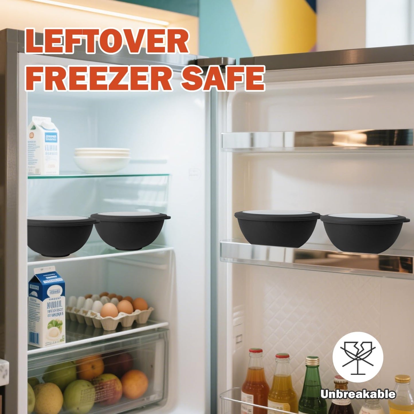 Wrova 40oz wheat straw bowls set of 4,unbreakable ramen bowl set with cover,alternative plastic bowls with cover for kitchen,party,camping and picnic. Black