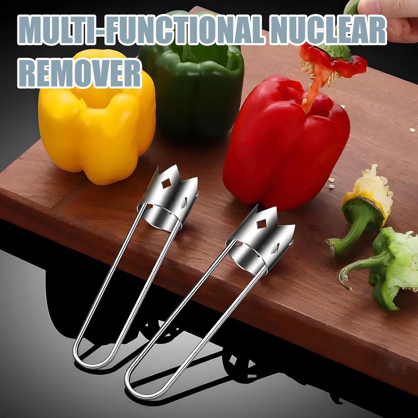 Red Bell Pepper Corer, 2Pcs Pepper, Pineapple, Pear, Apple Corer - 304 Stainless Steel Multifunctional Fruit And Vegetable Core Remover