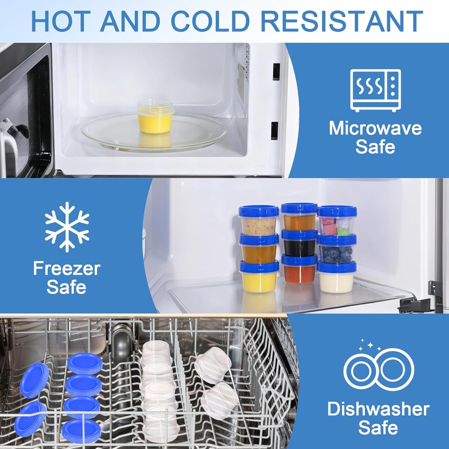 24 Pcs 2 oz Salad Dressing Container To Go Small Sauce Containers with Lids, Reusable Condiment Cups for Lunch Box, Airtight Freezer Storage Containers, Microwave & Dishwasher Safe