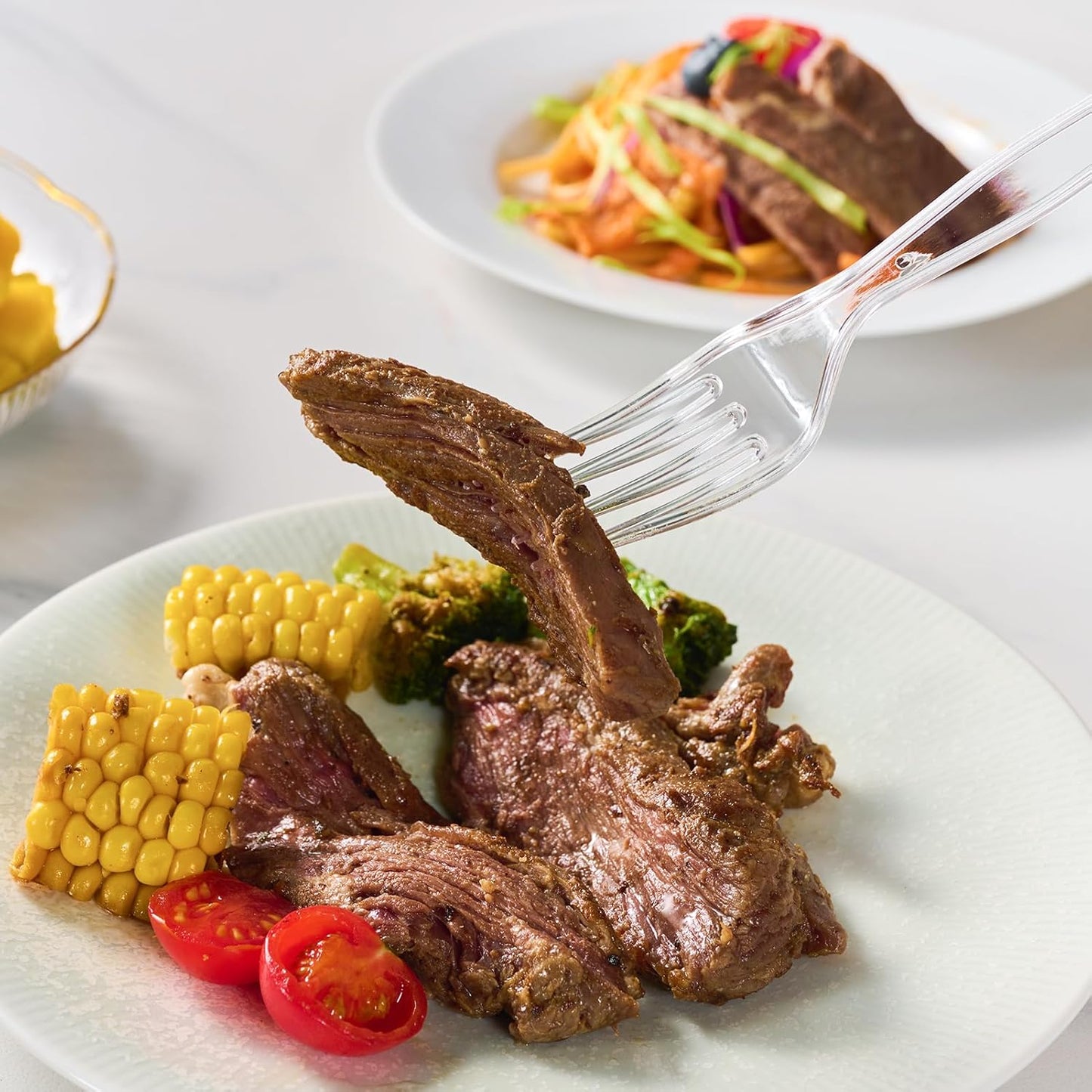 FOCUSLINE 360 Count Clear Plastic Forks Heavy Duty, Solid and Durable Premium Disposable Forks Bulk, Suitable for Catering, Parties, Events and Everyday Use