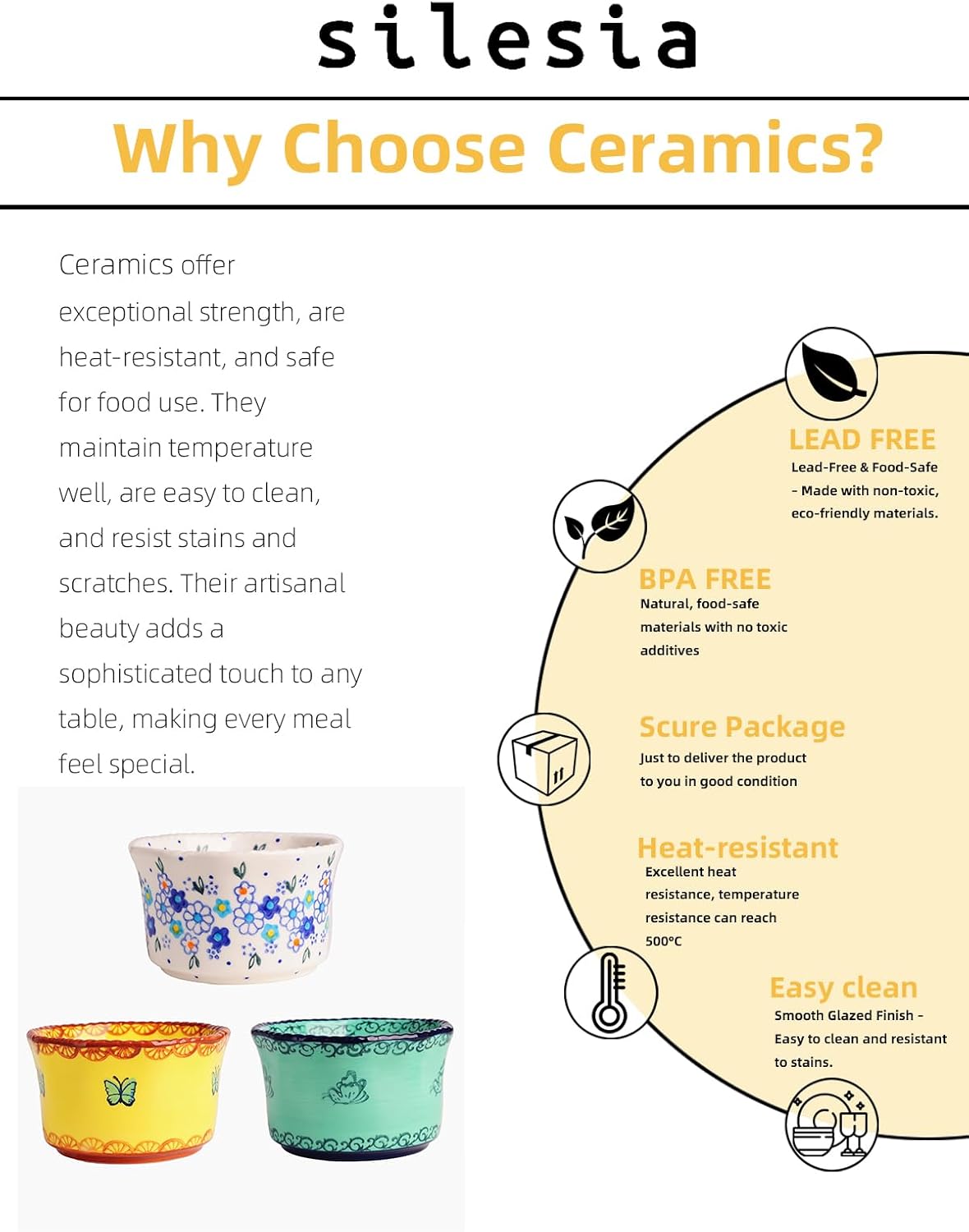 Handmade 7 oz Small Bowls - Ceramic Hand Painted Bowl Great for Ramekins, Dipping, Side Dish, Dessert,Sauce, Ice cream, Appetizer, Sushi in Gift Box, 3.5 inch, Set of 3, Forget Me Not