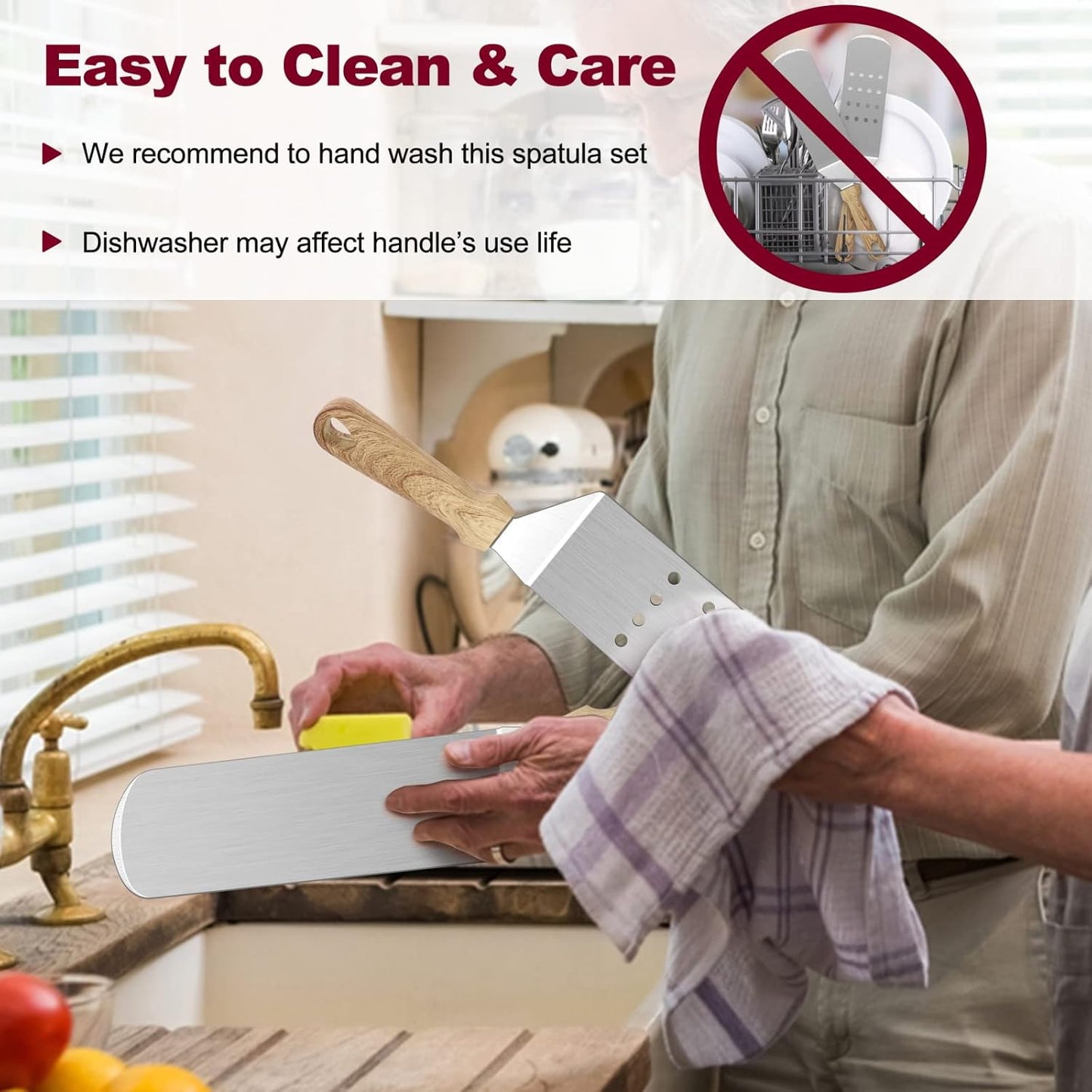 Metal Spatula Set of 2, HaSteeL Heavy Duty Stainless Steel Teppanyaki Tools, 14.5 Inch x 2.8 Inch, Griddle Accessories for Flat Top Grill Hibachi Indoor & Outdoor, Long Burger Turner Flipper