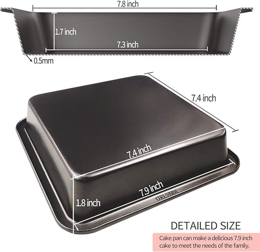 CHEFMADE Square Cake Pan, 8-Inch Bakeware Non-Stick Carbon Steel Pan Deep Dish Oven Baking Mold Baking Tray Ovenware for Cakes, Bread, Pizza, Cookies