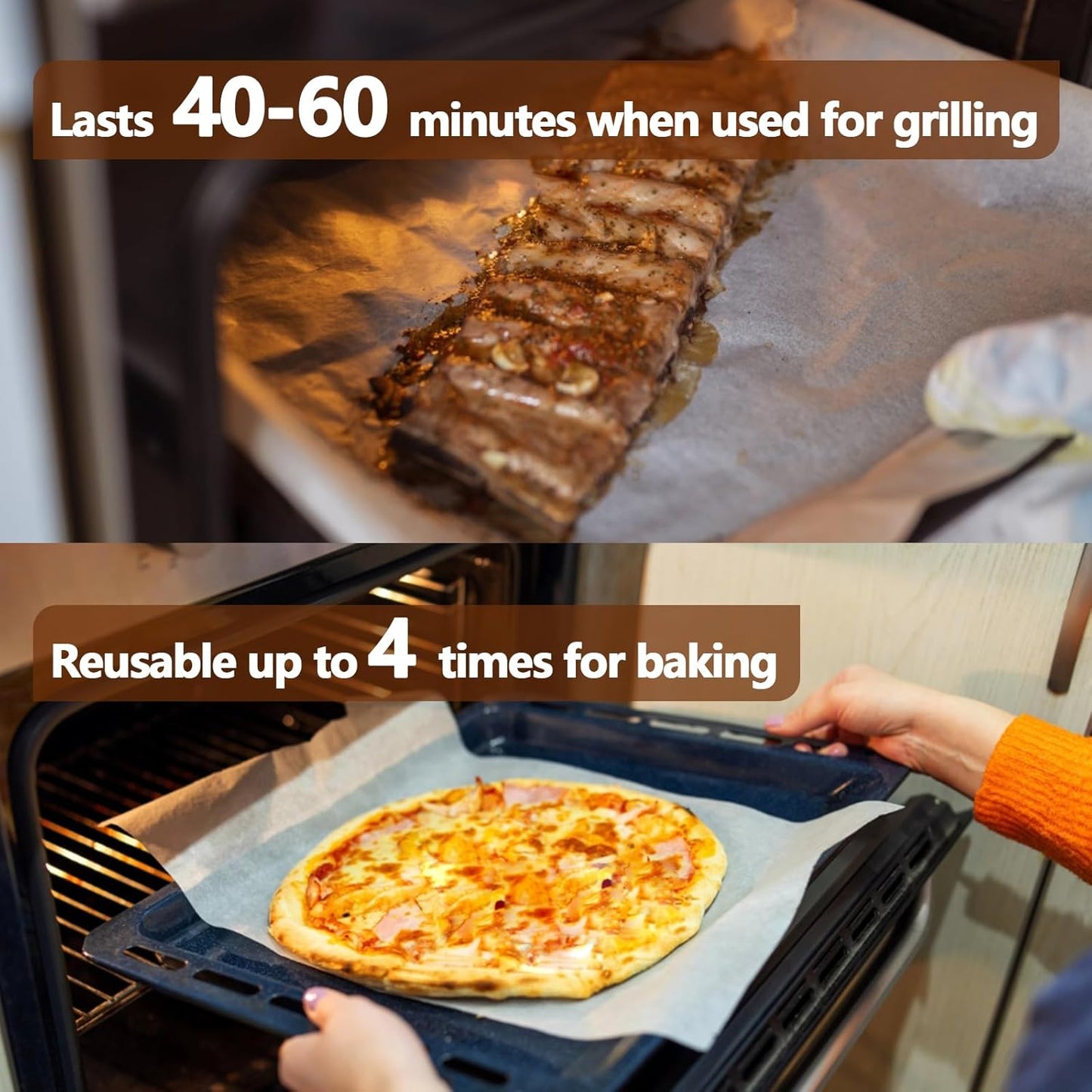 120PCS Thickened Precut Parchment Paper Sheets, 12×16 In Heavy Duty Non-Toxic & Unbleached Parchment Baking Paper for Baking, Grilling, Non-Stick & Comes in Convenient Packaging, Brown