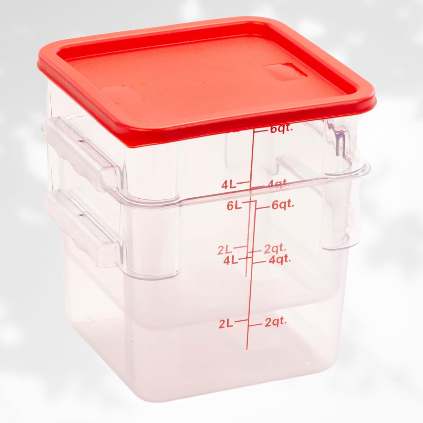 FSE Square Food Container, 6 Quart, Polycarbonate, Reusable, Clear, NSF, (LID SOLD SEPARATELY)