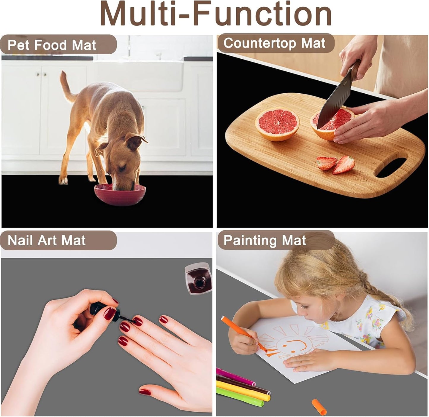 35.4''x23.6''(90cmx60cm) Extra Large Silicone Mat for Kitchen Counter, 1.4MM Thick Non-Slip Heat Resistant Countertop Protector, Waterproof Kitchen Mat for Countertops, Islands (Semitransparent)