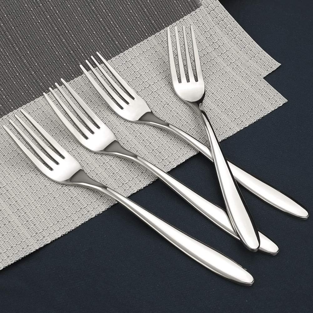 Ramddy Dinner Fork Flatware Set, 18/10 Stainless Steel Table Forks, 12 Pieces, A
