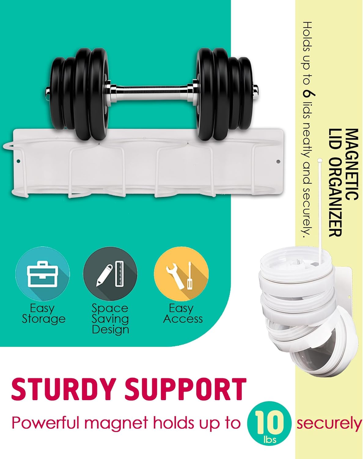 Magnetic Tumbler Holder for Stanley, Magnetic Cup Organizer for Refrigerator, Compatible with Stanley 30oz & 40oz Tumblers, Water Bottle Magnetic Rack (White, 6 Tumblers& 2 Lid Holder)