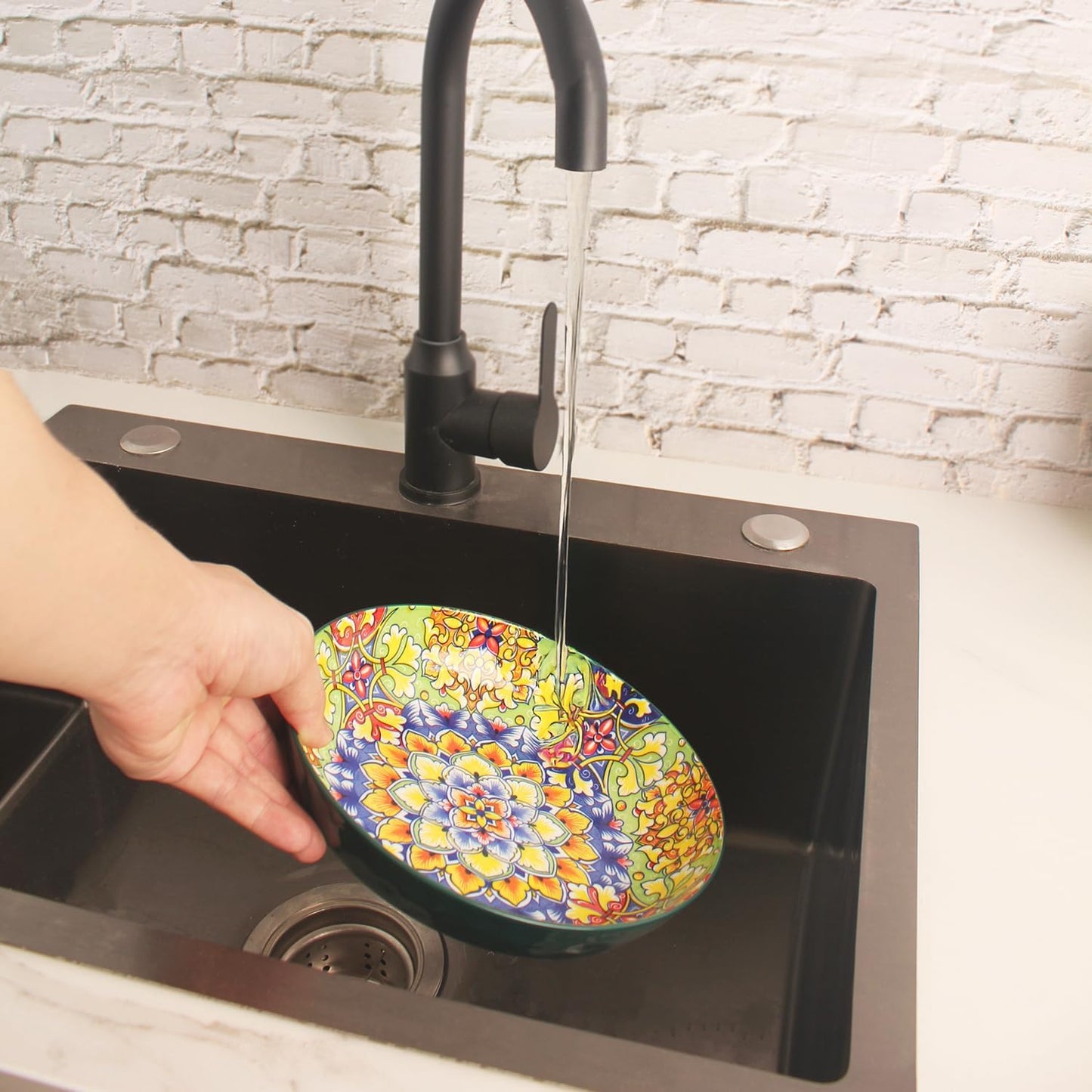 Mandala Dinnerware Sets, Plates and Bowls Set, Porcelain Dishes Service for 4, Zanzibar, Bohemian Style Dining Ware, for Kitchen and Dining Multicolor Dinnerware Set, Colorful No.1