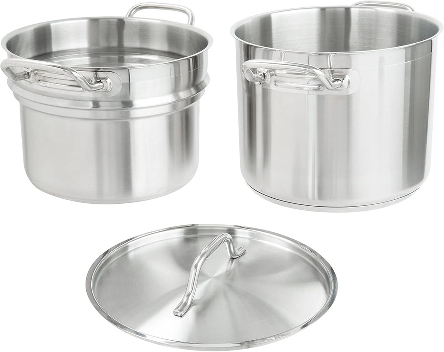 TrueCraftware-8 Quart Stainless Steel Double Boiler 3 Piece Set- Steam Melting Pot Cookware Stainless Steel Double Boiler Pot for Melting Chocolate Candy Butter and Cheese Dishwasher & Oven Safe