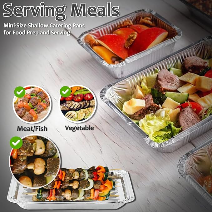 INFINITY EL Disposable Aluminum Foil Pans 20 Pack | Mini Shallow 8.5"x 6"x1.5" Broiler Pans, Heavy Duty Foil Pan | Aluminum Baking Pans for Roasting Turkey, Lasagna, Thanksgiving, Christmas, Party