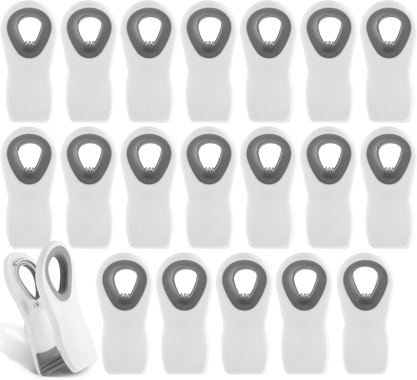 COOK WITH COLOR Bag Clips with Magnet- Food Clips, Chip Clips, Bag Clips for Food Storage with Airtight Seal Grip for Bread Bags, Snack Bags and Food Bags (White, Pack of 20)