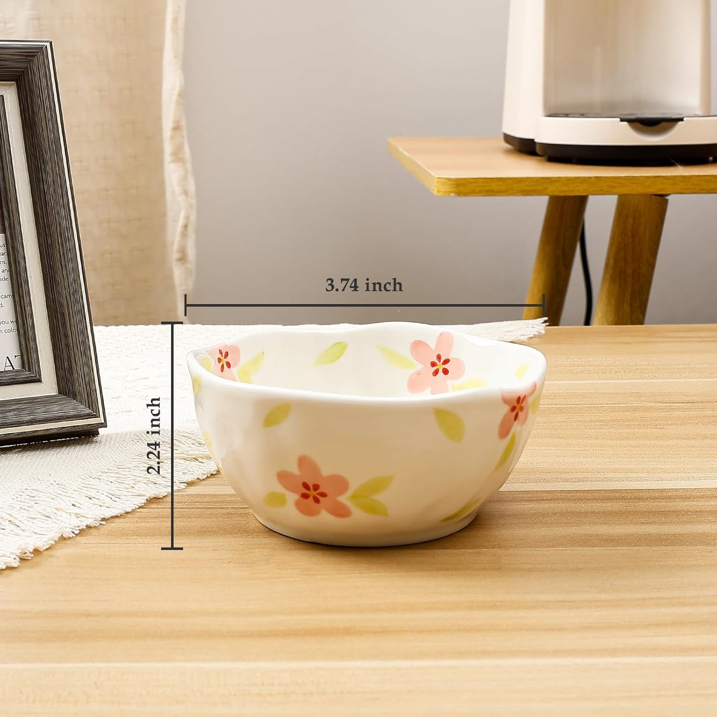 Koythin Ceramic Cereal Bowl, Cute Flowers Pattern Kitchen Bowls for Cereal, Salad, Pasta, Soup, Dessert, Serving, Home Decor, Microwave and Dishwasher Safe (Retro Pink Flower)