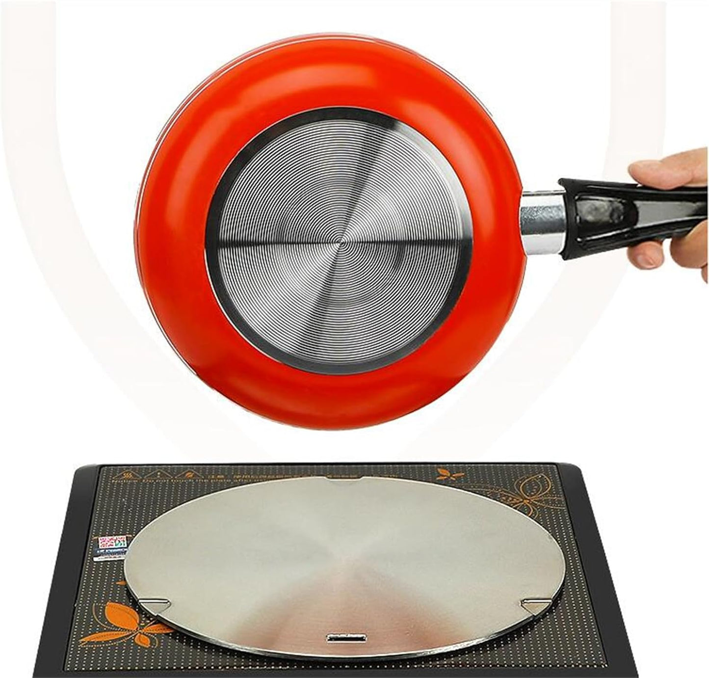 Induction Cooktop Adapter Plate, Heat Diffuser for Gas Stove Cooktop, Beswarmy Stainless Steel Induction Converter Disk Simmer Plate with Detachable Handle 22cm