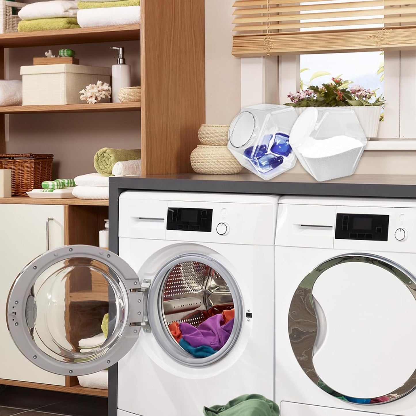 4 Pcs Plastic Candy Jars,71 Oz Clear Plastic Cookie Jars,Hexagonal Candy Containers with Lids for Kitchen,Dry Food,Candy,Dog Food,Cookies,Coffee Pod,Laundry Pod