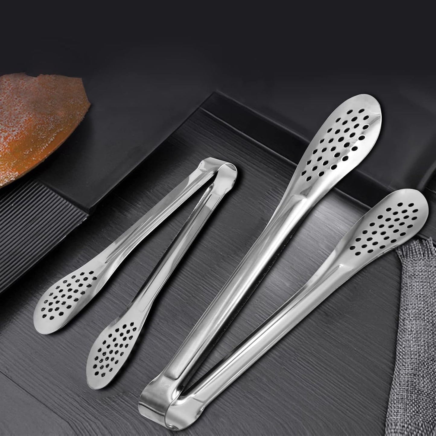 4 Pack Buffet Tongs, Stainless Steel Serving Tongs Serving Utensils 7Inch,9Inch