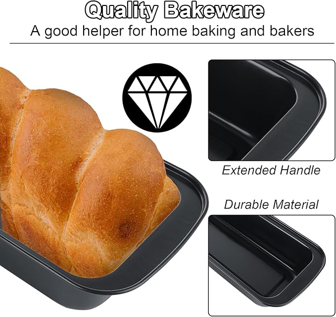4 Pack Large 11.8'' x 5'' Bread Loaf Pan Carbon Steel Long Bread Loaf Pan Bread Pans for Homemade Bread Meatloaf Pan Dishwasher Safe Easy Release Bakeware