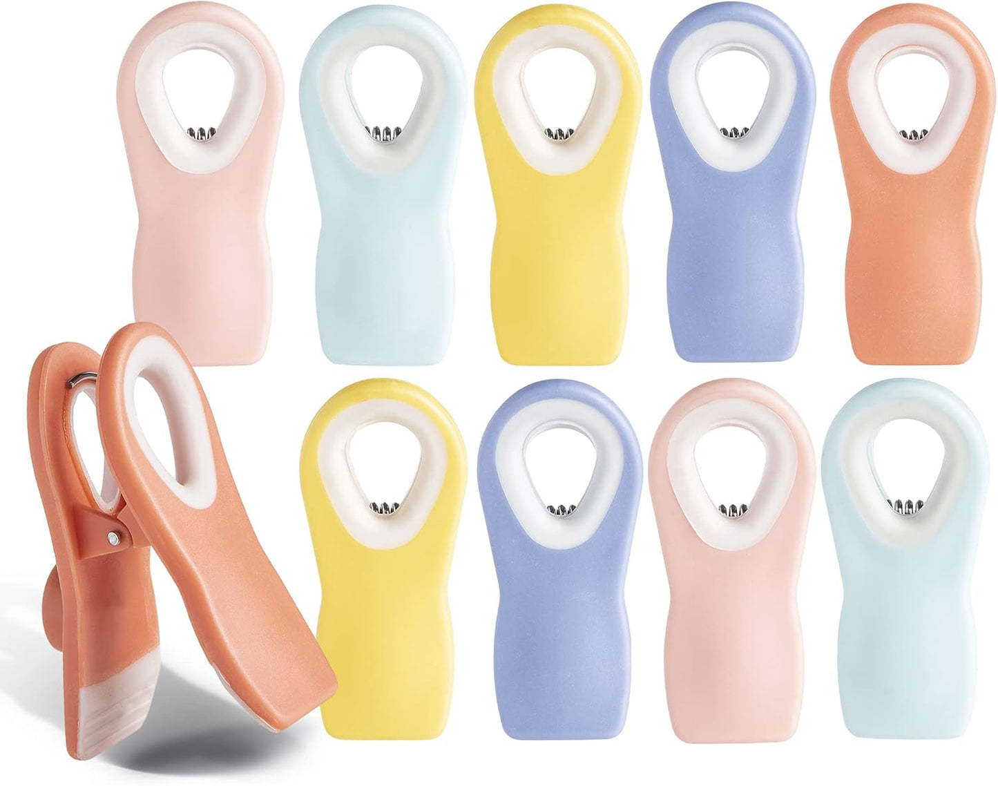 COOK WITH COLOR Bag Clips with Magnet- Food Clips, Chip Clips, Bag Clips for Food Storage with Airtight Seal Grip for Bread Bags, Snack Bags and Food Bags (Bright Colors, Pack of 10)