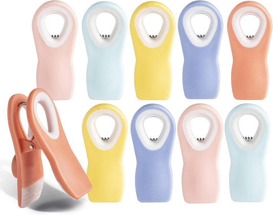 COOK WITH COLOR Bag Clips with Magnet- Food Clips, Chip Clips, Bag Clips for Food Storage with Airtight Seal Grip for Bread Bags, Snack Bags and Food Bags (Bright Colors, Pack of 10)