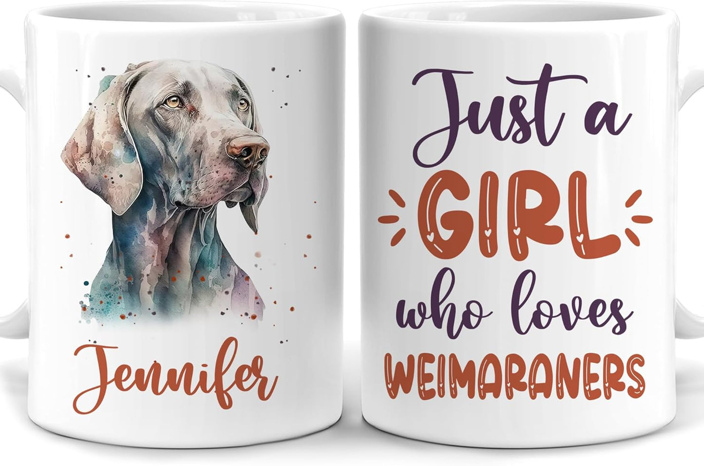 Hyturtle Personalized Gifts Weimaraner Lover - Just A Girl Who Loves Weimaraners Custom Name Ceramic Coffee Mug Cup 11oz - Idea Cute Dog Lover Gifts For Women, Girl On Birthday, Christmas
